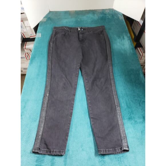 Apt 9 Jeans Size 10 Womens Black Pants Stretch Side Panel Ladies Mid Rise Skinny - Picture 1 of 11